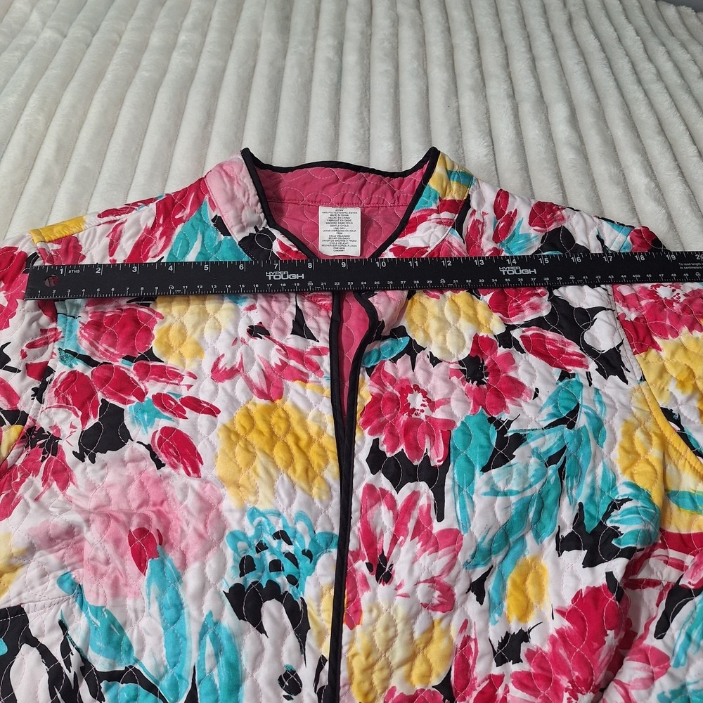 Quilted Tulip Floral Open Front Jacket Womens 20W Spring Easter Cottage Core - Picture 4 of 10